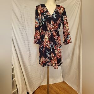 Eclair Floral Long Sleeve Dress , Size Medium.